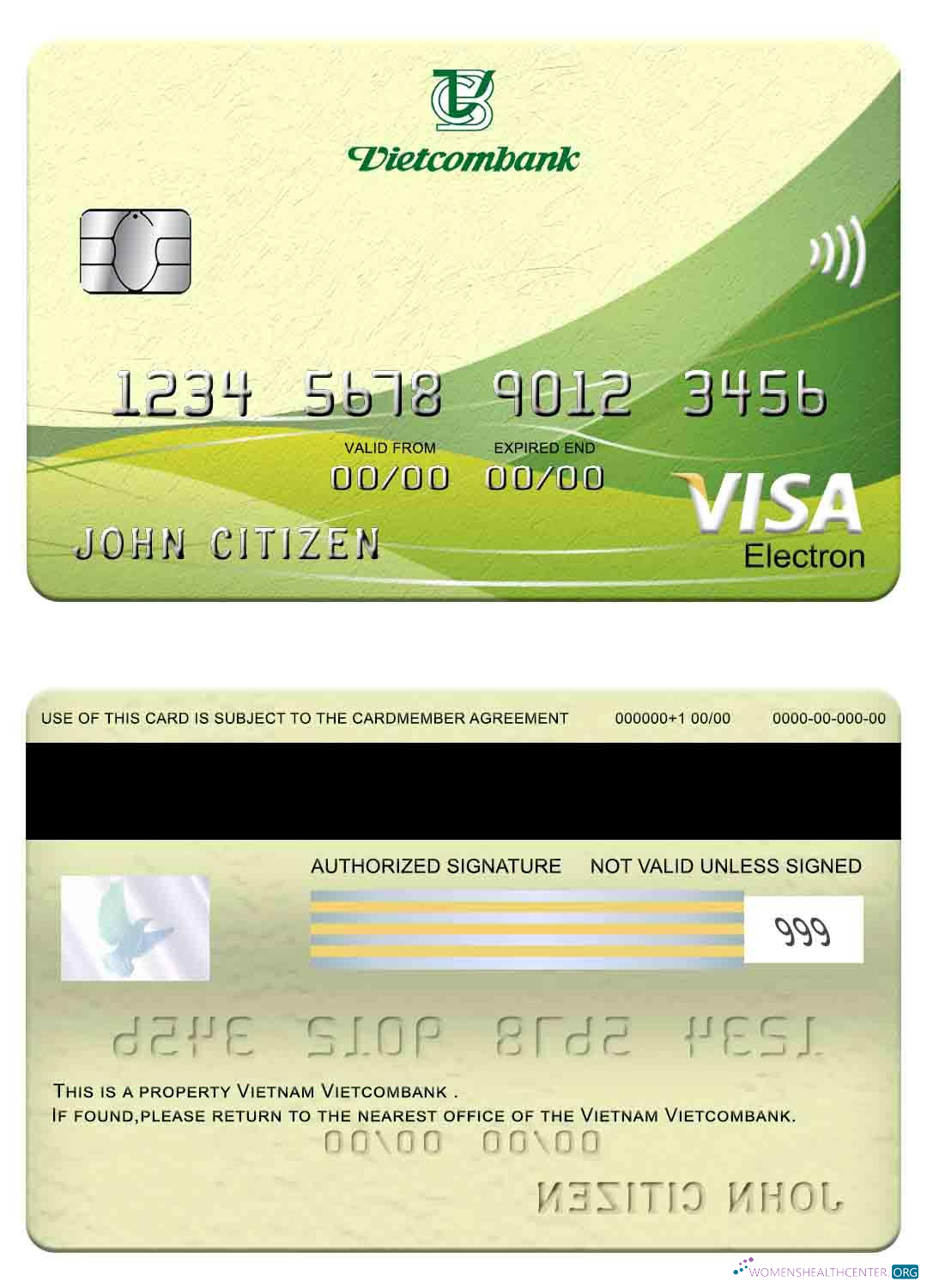 Download Vietnam Vietcombank visa electron card Photoshop template